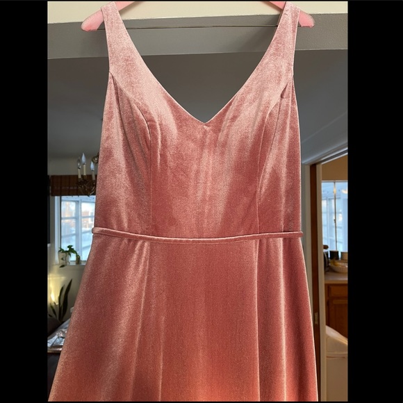 Bridesmaid Bill Levkoff Rose Stretch Velvet V-Neck, A-Line Gown - Picture 6 of 11